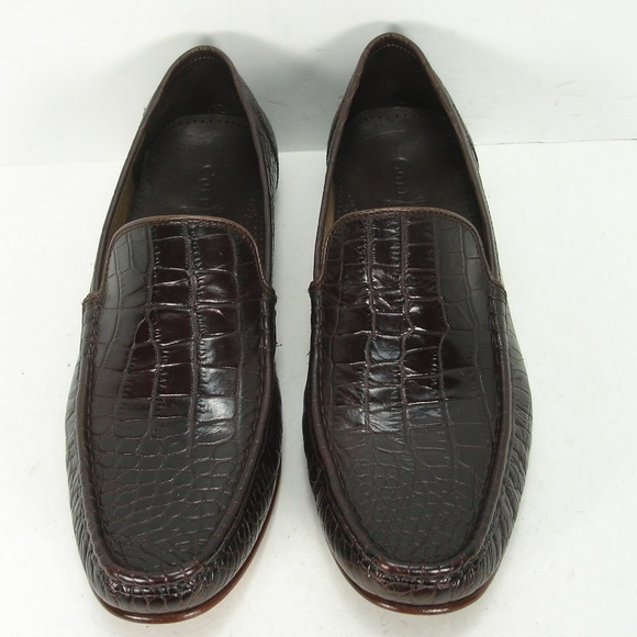 COLE HAAN BROWN CROC MOC LEATHER LOAFERS 10 M main image 7